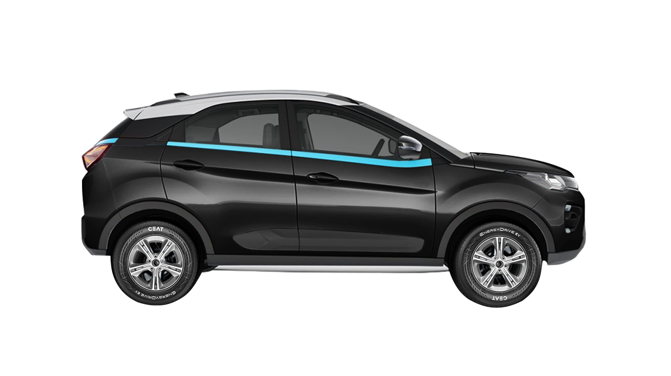 Black Tata Nexon Fitted with CEAT EnergyDrive car tyres
