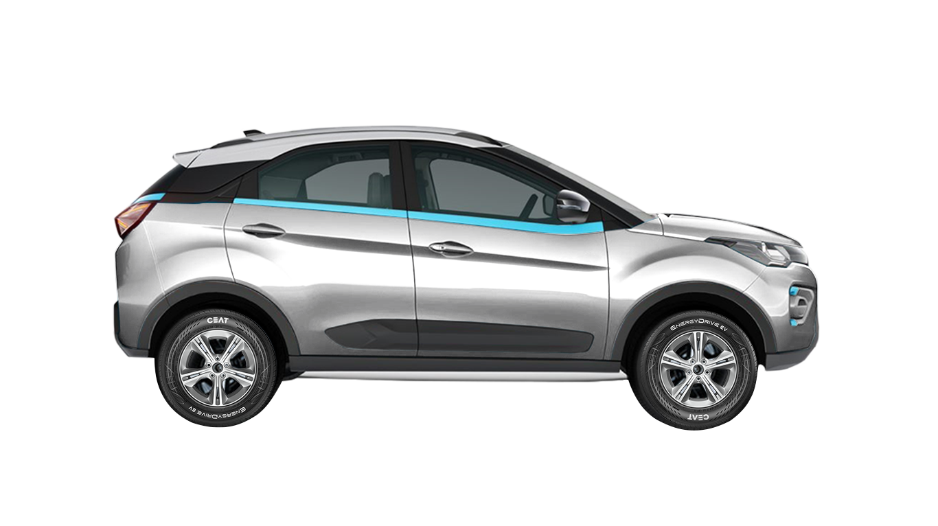 White Tata Nexon fitted with CEAT EnergyDrive car tyres